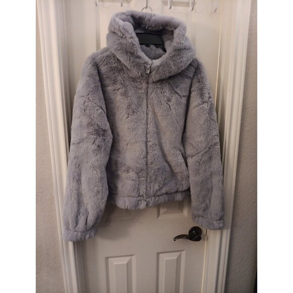 New Womens UGG Lavender Mandy Faux Fur Hoodie Jacket Soft Has Pockets Large - Picture 4 of 7